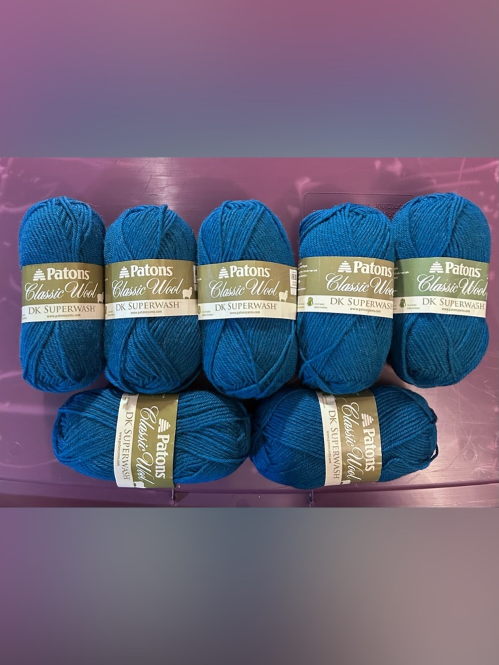 Patons Classic Wool DK Superwash Yarn - Mallard Teal Blue (7 skeins)